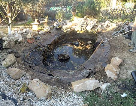 Mise en eau du bassin à poisson